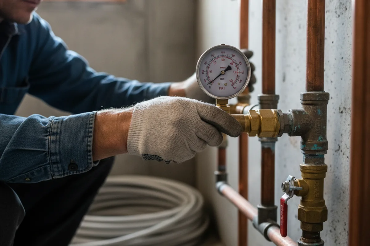 Pressure testing a repaired line during Water Line Repair in Conifer